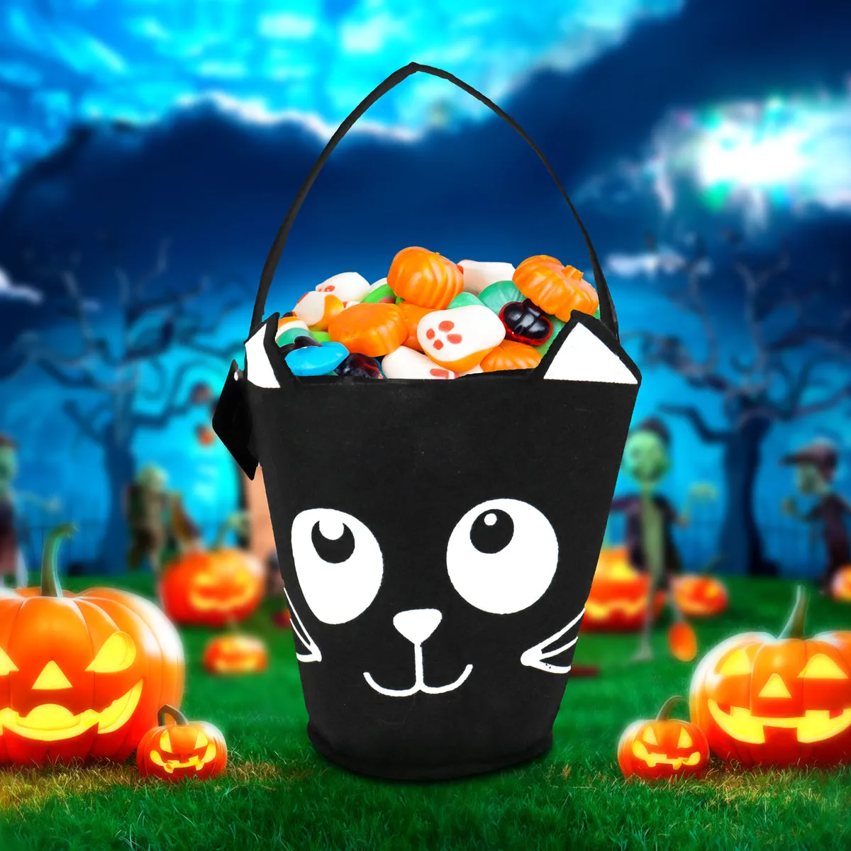 Cubeta de Fieltro con Diseo de Gatito para Dulces