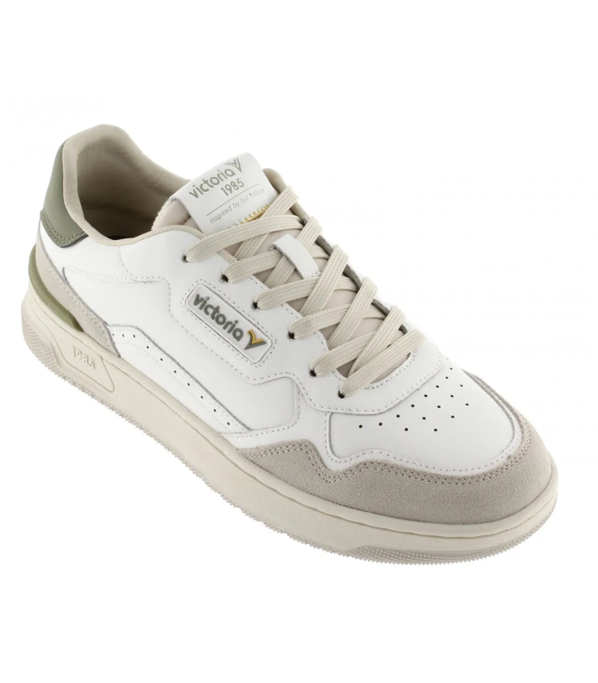 Deportivo estilo retro hombre Victoria blanco verde caqui