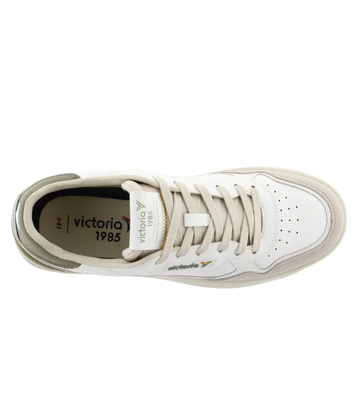 Deportivo estilo retro hombre Victoria blanco verde caqui