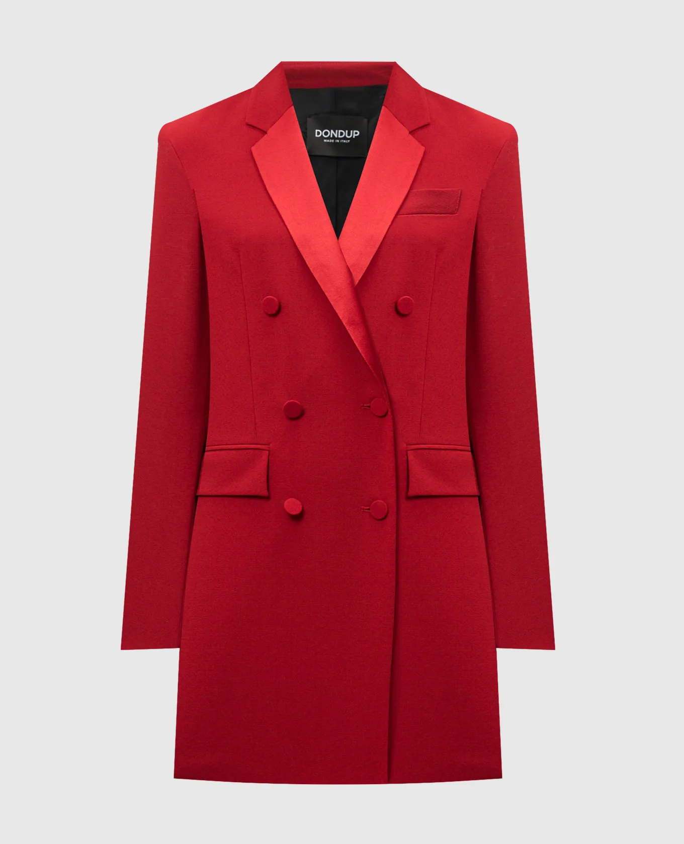 DONDUP RED DOUBLEBREASTED ABITO WOOL JACKET WITH METALLIC LOGO