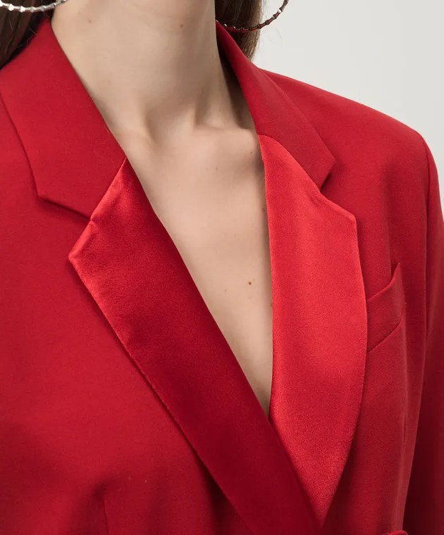 DONDUP RED DOUBLEBREASTED ABITO WOOL JACKET WITH METALLIC LOGO