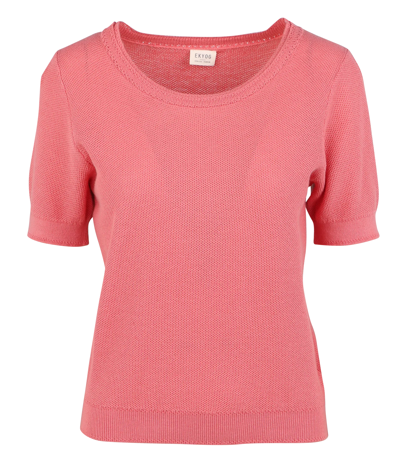 EKYOG DAVO  JERSEY RECTO DE MEZCLA DE ALGODóN ORGáNICO CON CUELLO REDONDO EN ROSA