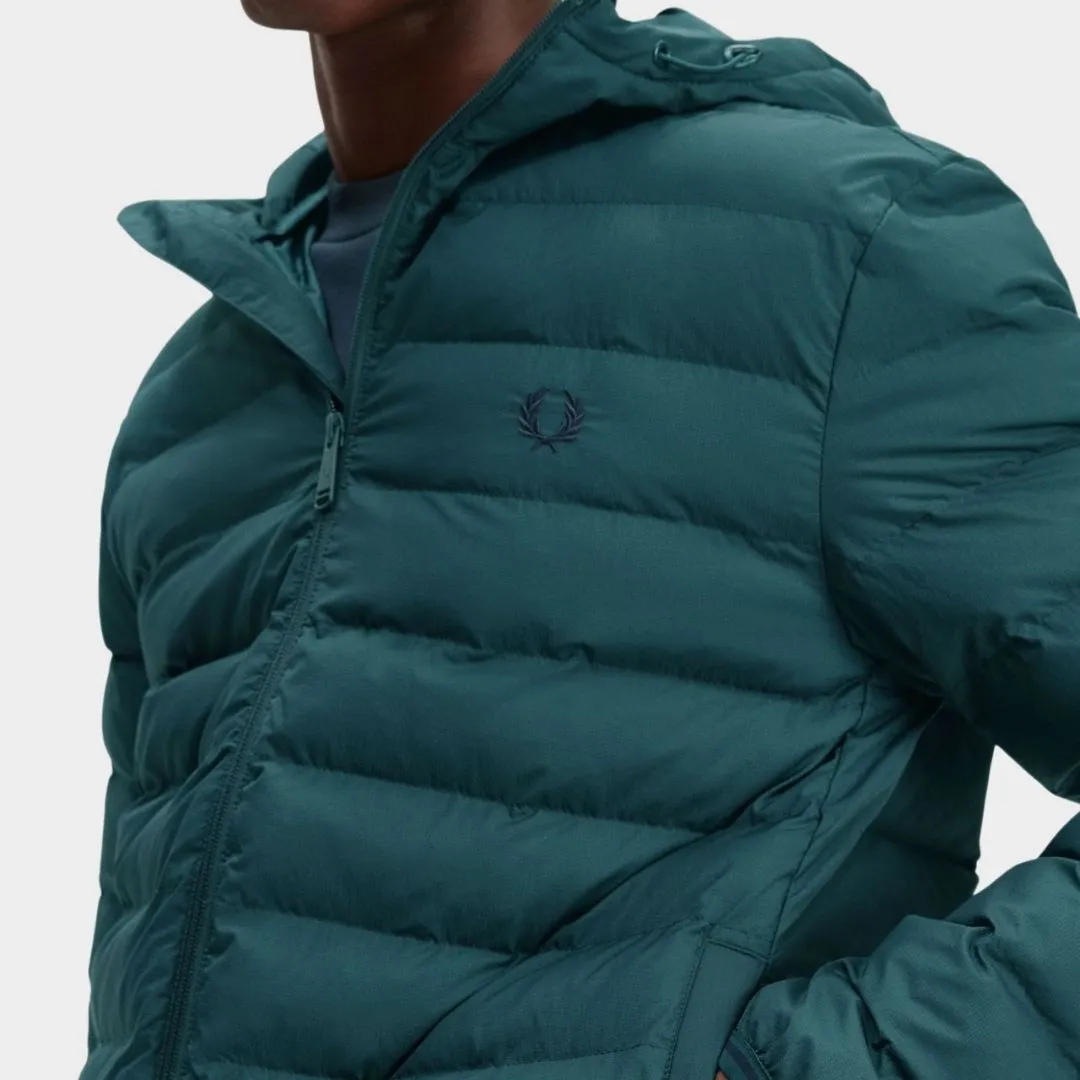 Fred Perry Hooded Insulated Jacket Petrol Blue