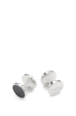 Gemelos redondos con núcleo de esmalte y logo