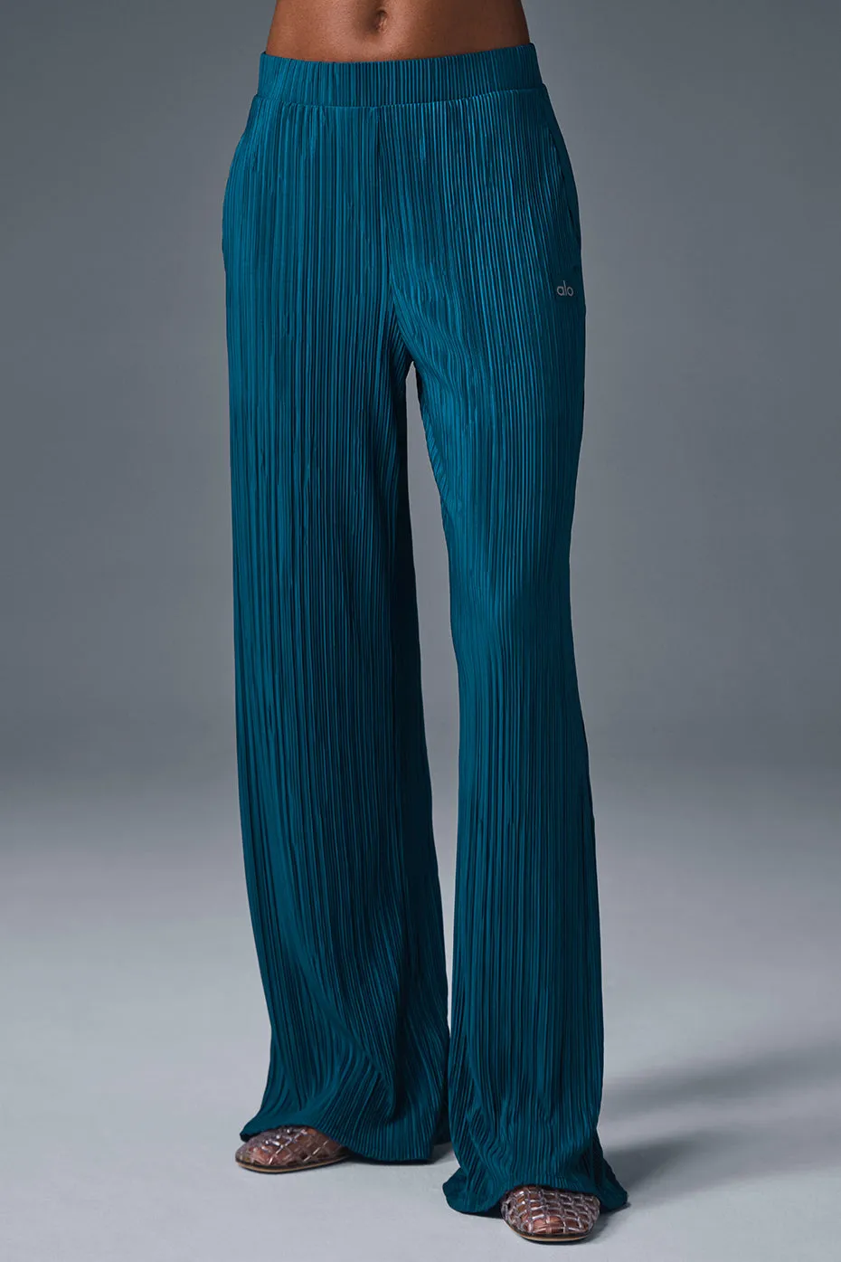 HIGHWAIST MICRO PLISSE STRAIGHT LEG PANT  ECLIPSE BLUE