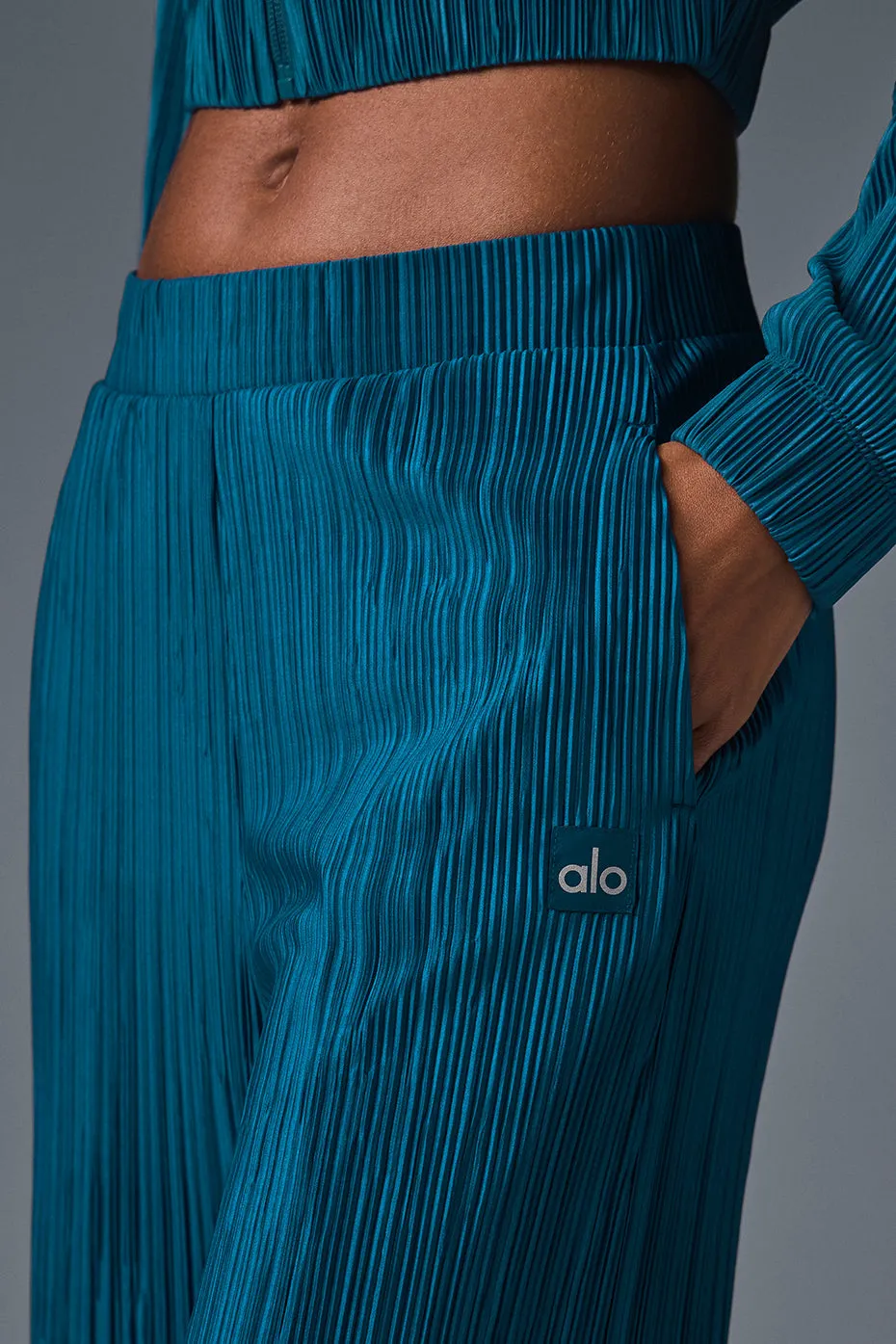 HIGHWAIST MICRO PLISSE STRAIGHT LEG PANT  ECLIPSE BLUE