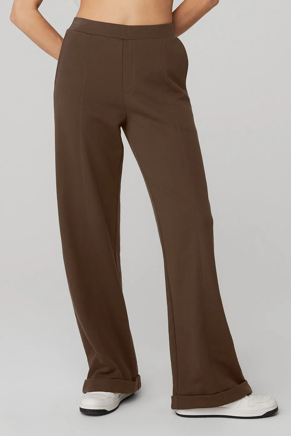 HIGHWAIST TROUSER WIDE LEG PANT  ESPRESSO