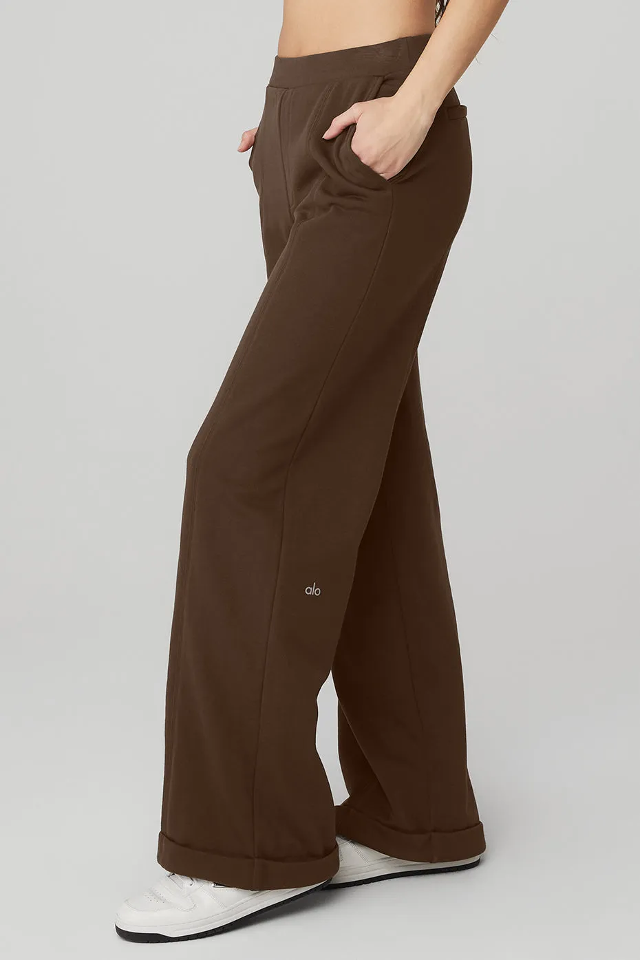 HIGHWAIST TROUSER WIDE LEG PANT  ESPRESSO