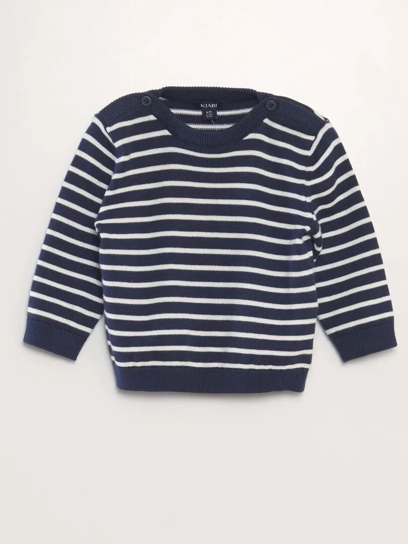 JERSEY A RAYAS DE PUNTO FINO  AZUL