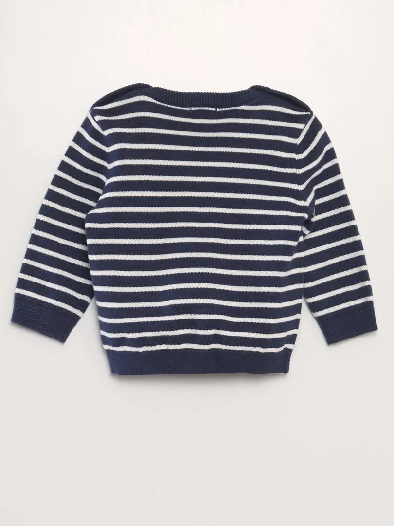 JERSEY A RAYAS DE PUNTO FINO  AZUL