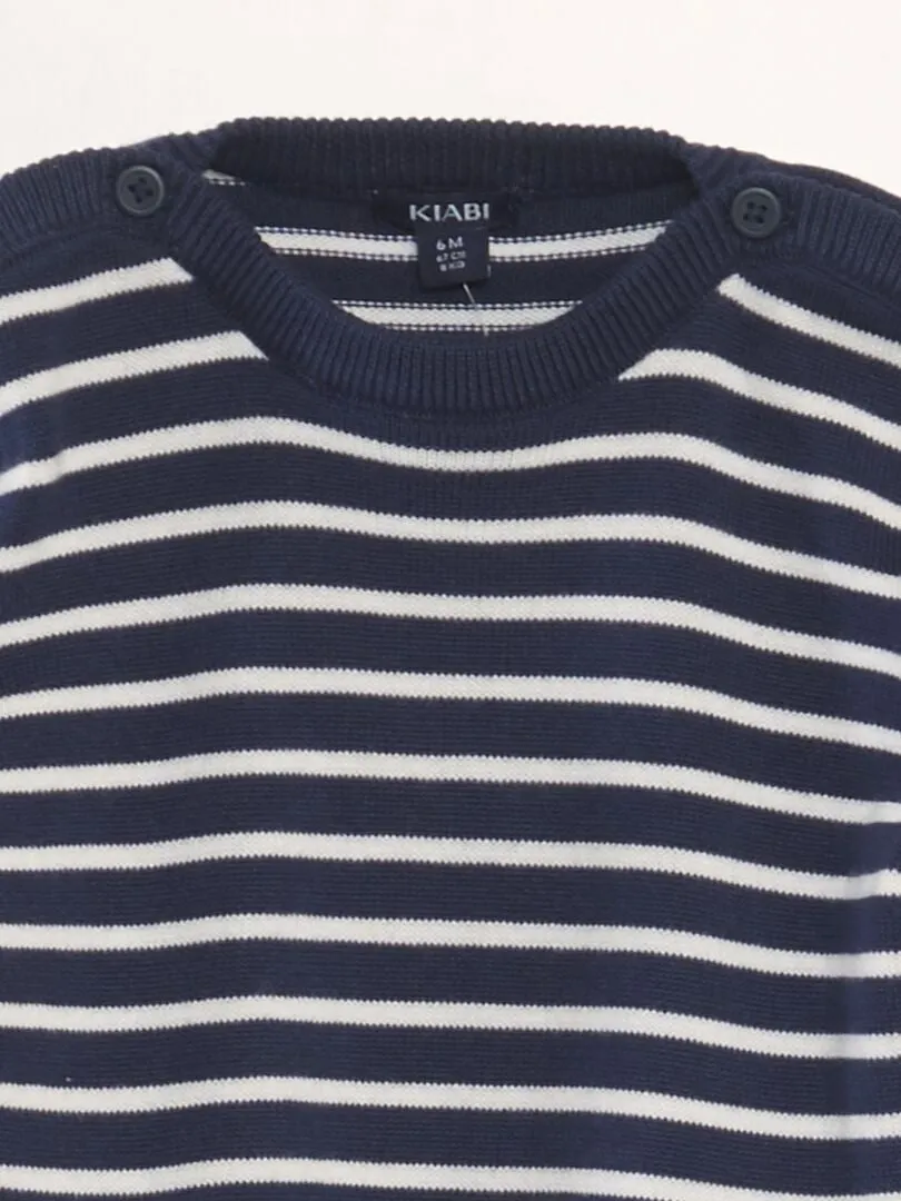 JERSEY A RAYAS DE PUNTO FINO  AZUL