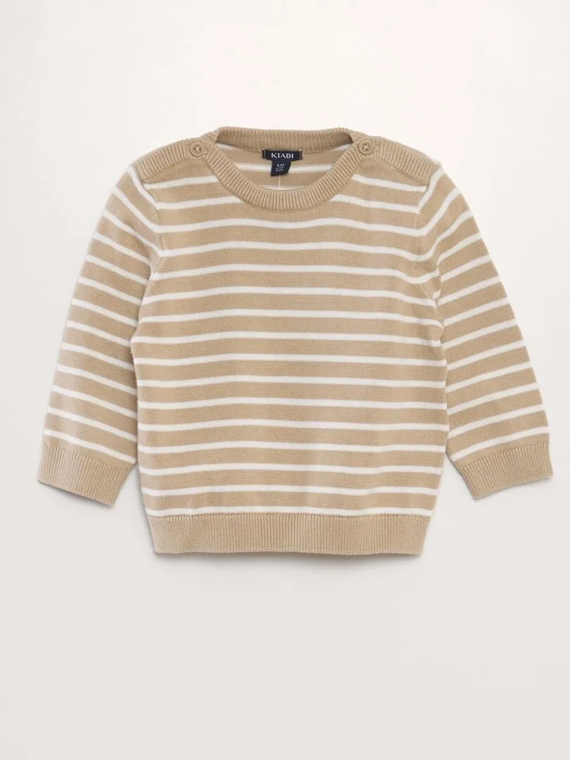 JERSEY A RAYAS DE PUNTO FINO  BEIGE