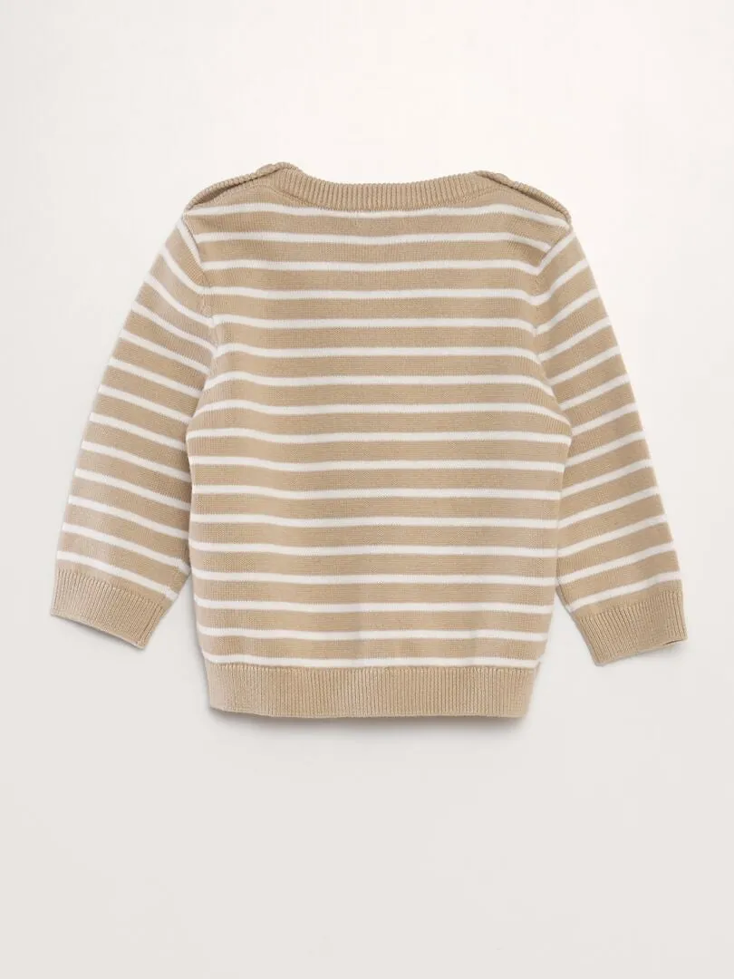 JERSEY A RAYAS DE PUNTO FINO  BEIGE