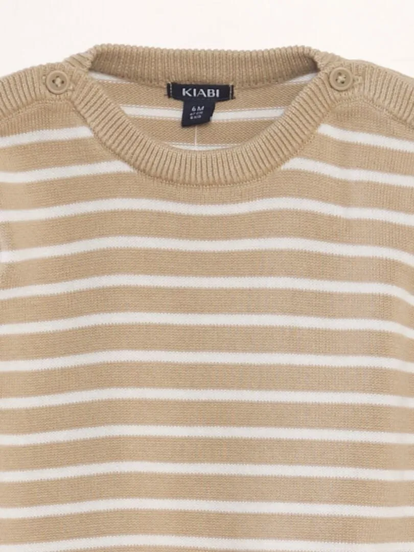 JERSEY A RAYAS DE PUNTO FINO  BEIGE