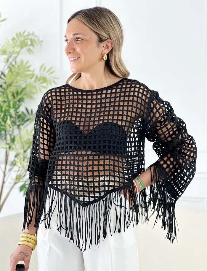 Jersey Calado & Flecos Haily Negro