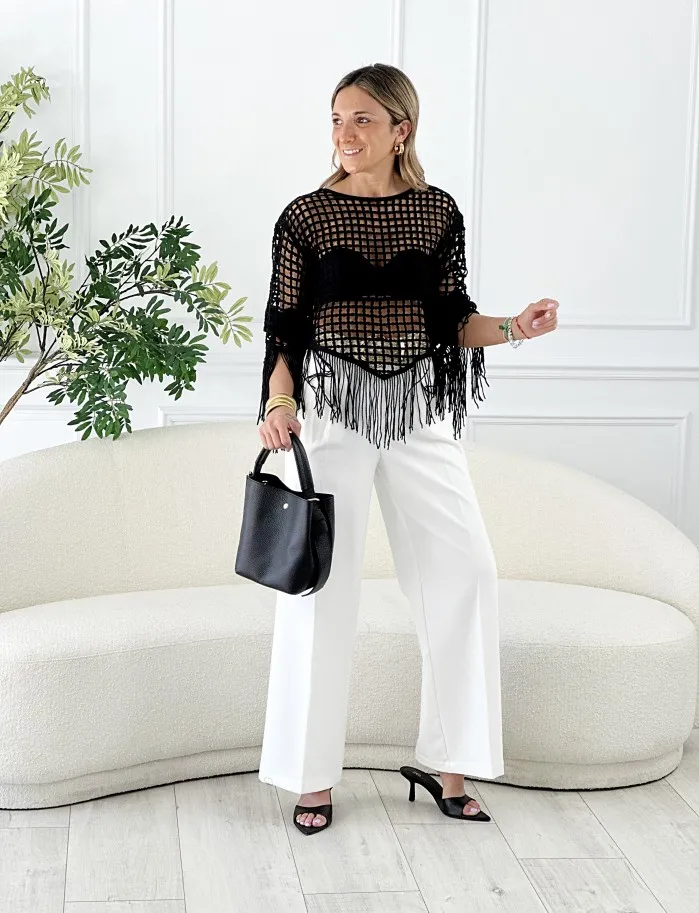 Jersey Calado & Flecos Haily Negro