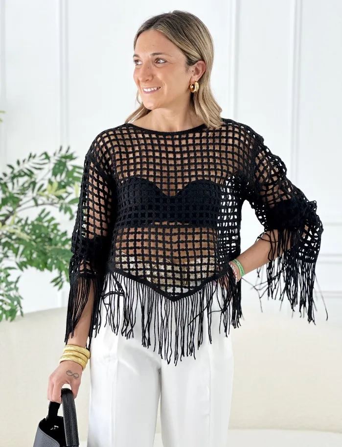 Jersey Calado & Flecos Haily Negro