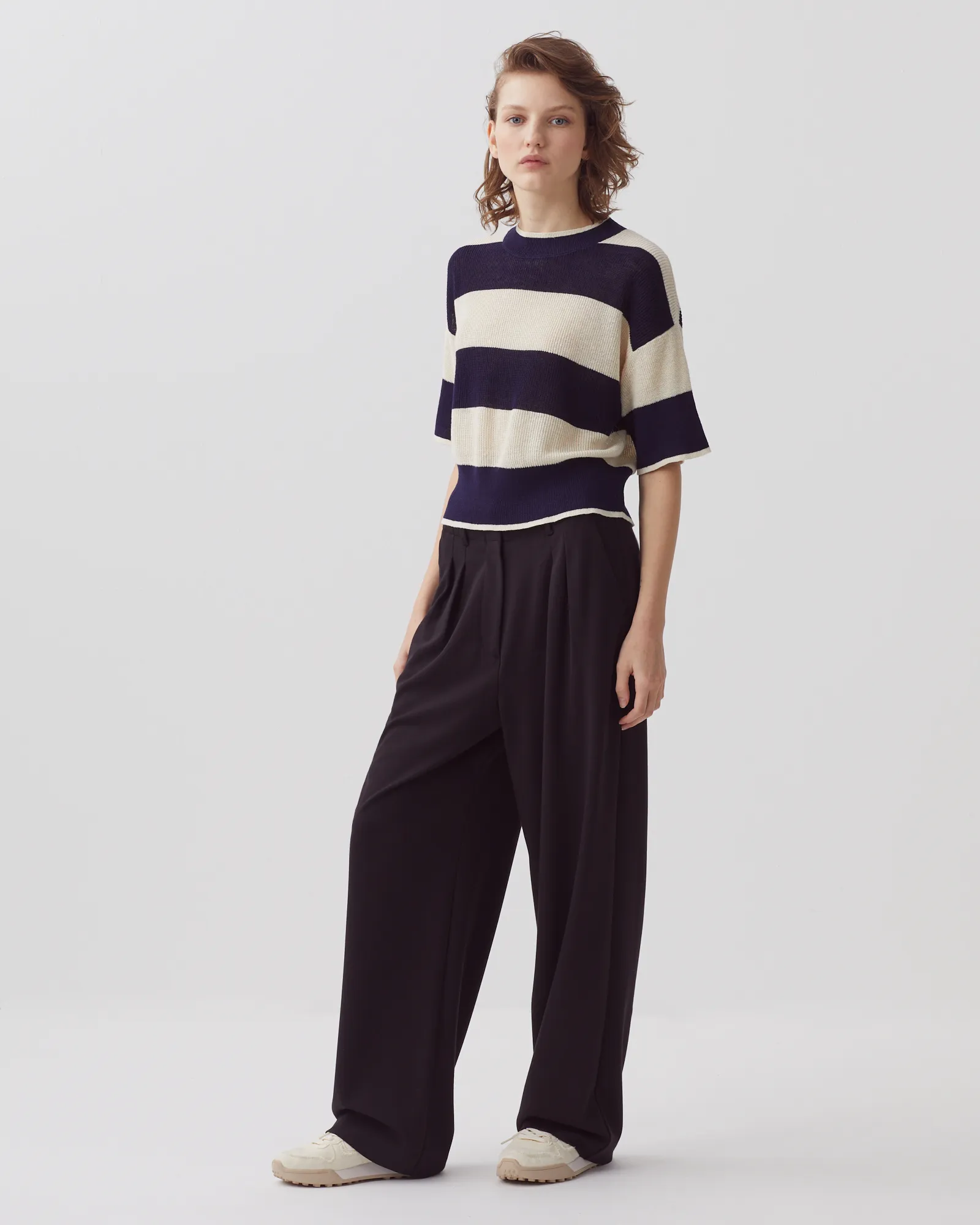 Jersey cropped de manga corta y lino large baritone