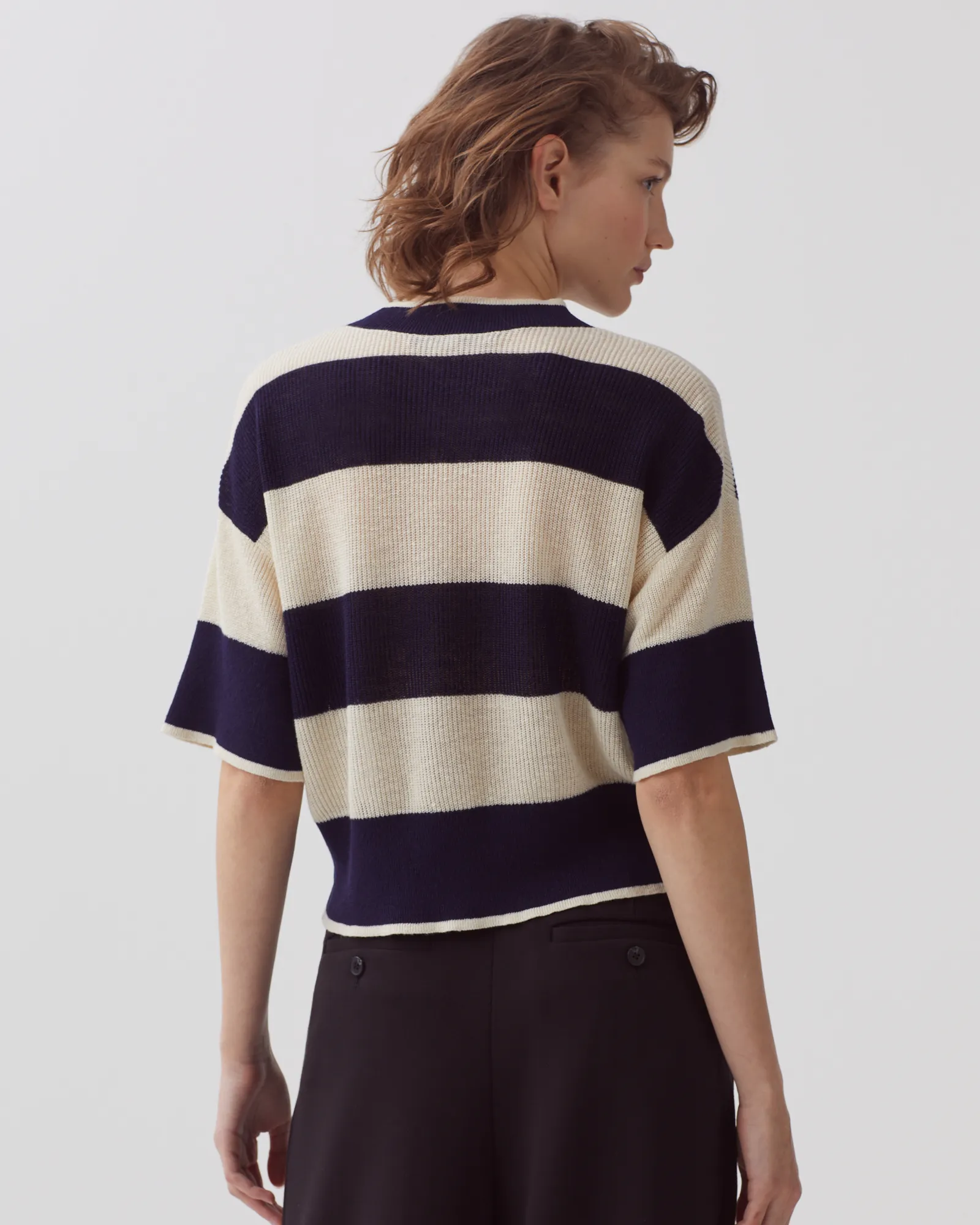 Jersey cropped de manga corta y lino large baritone