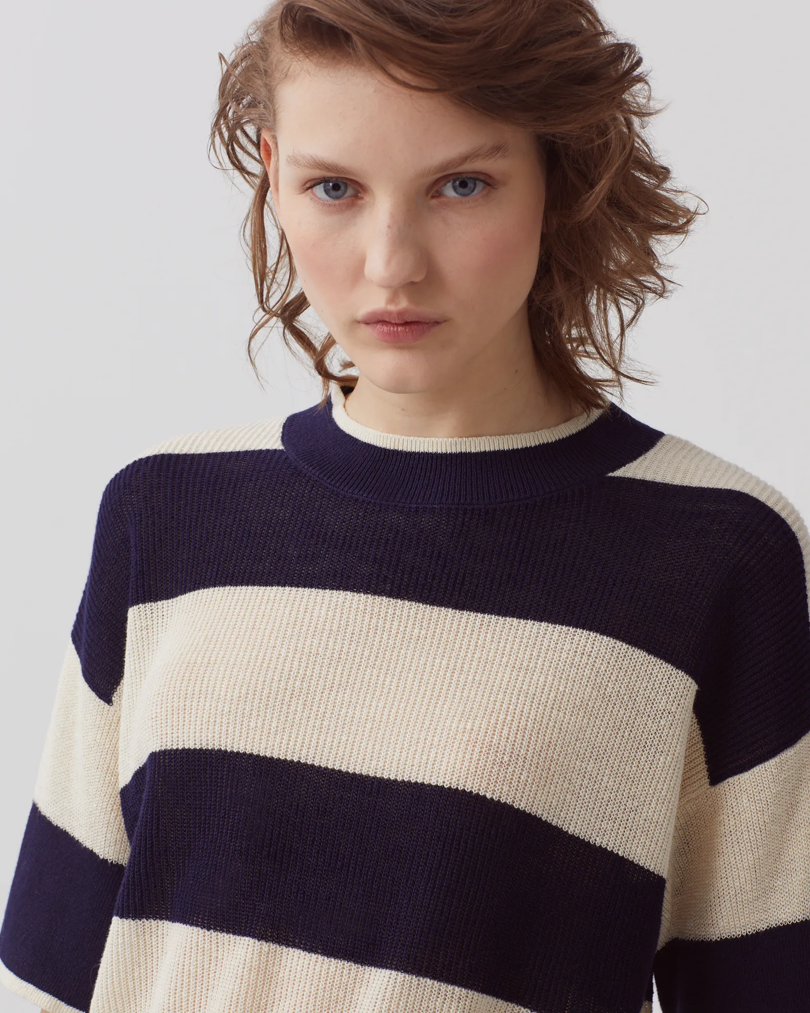 Jersey cropped de manga corta y lino large baritone