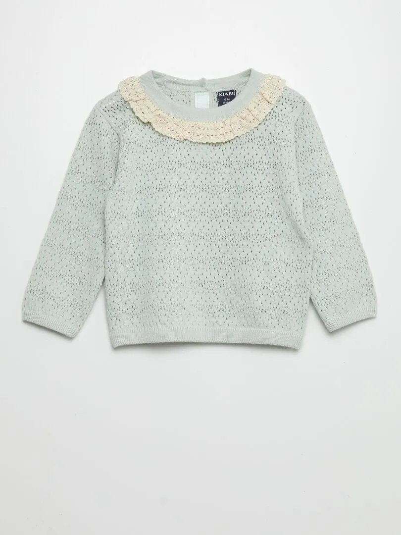 JERSEY DE CUELLO DE MACRAMé  AZUL
