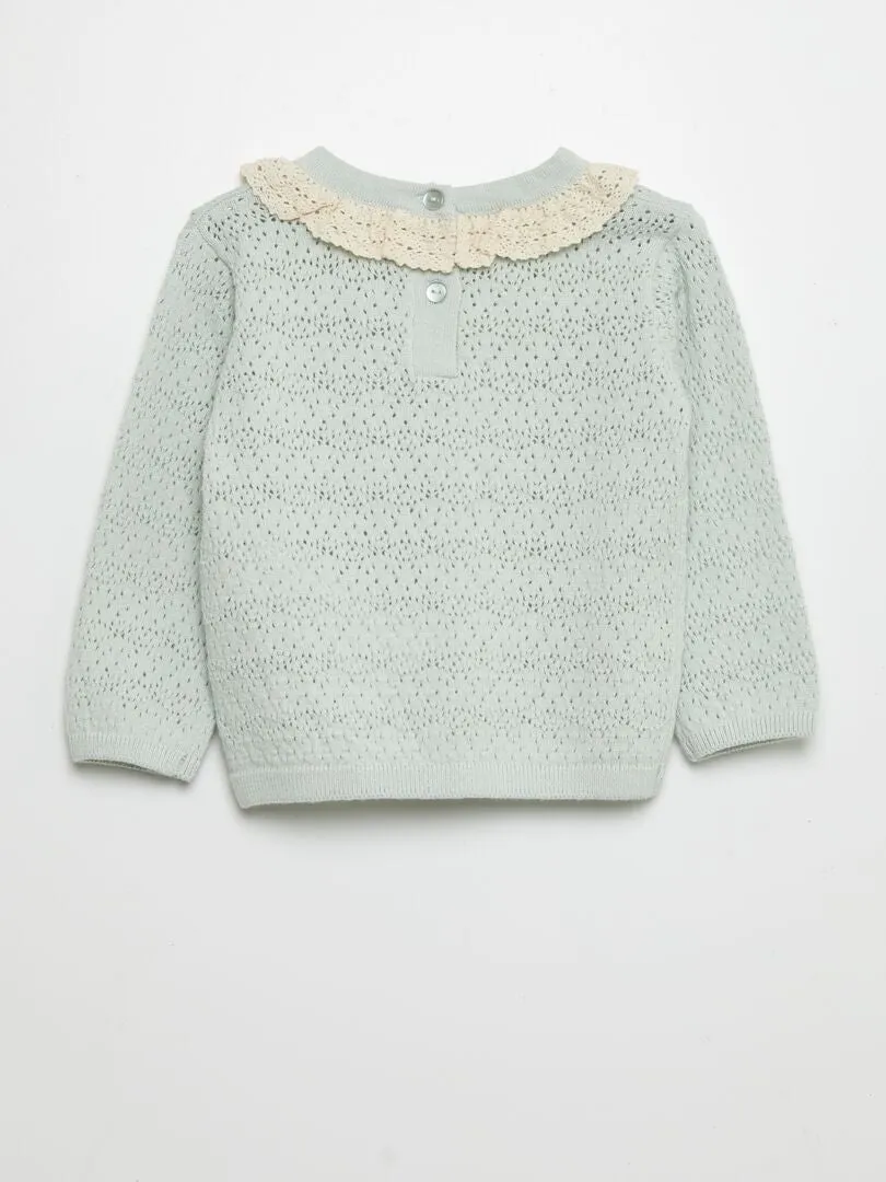 JERSEY DE CUELLO DE MACRAMé  AZUL
