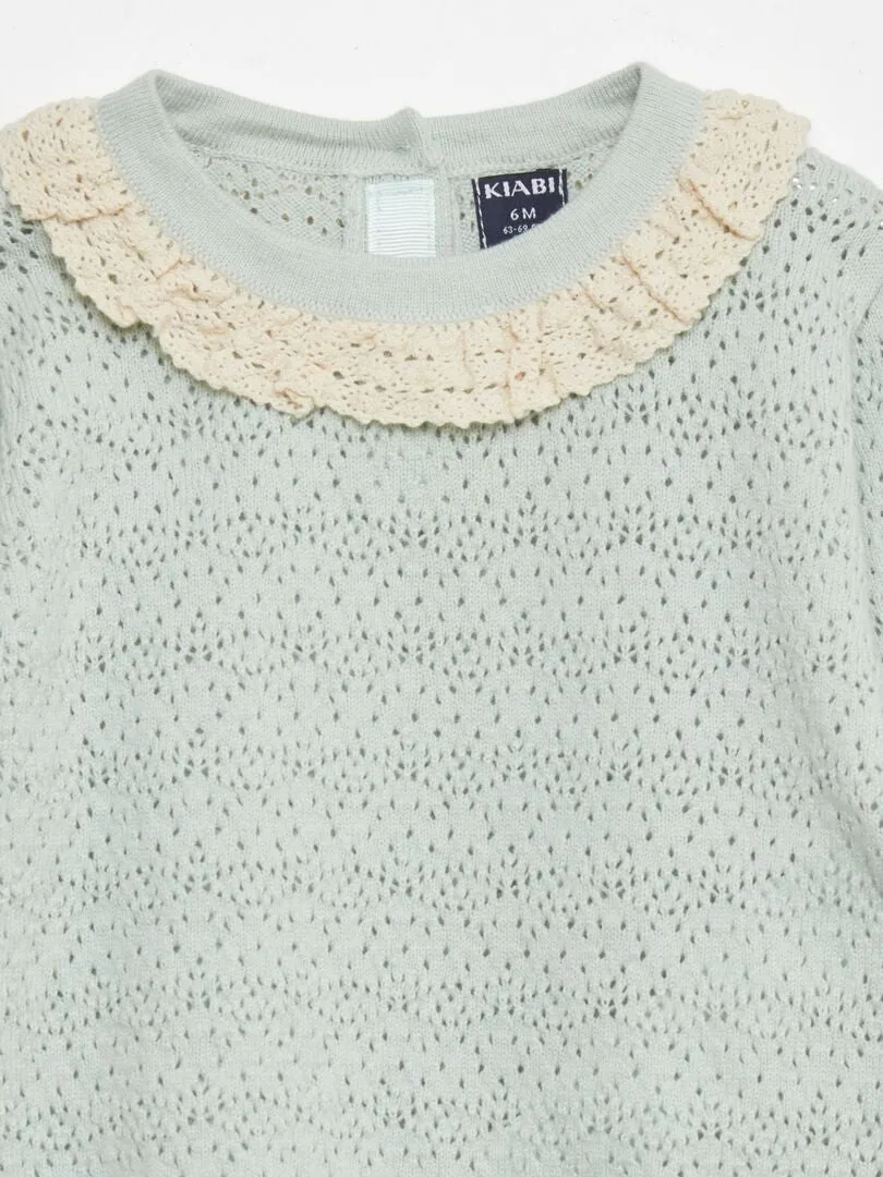 JERSEY DE CUELLO DE MACRAMé  AZUL