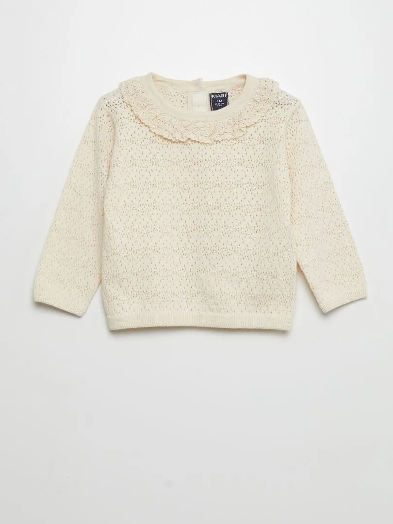 JERSEY DE CUELLO DE MACRAMé  BEIGE