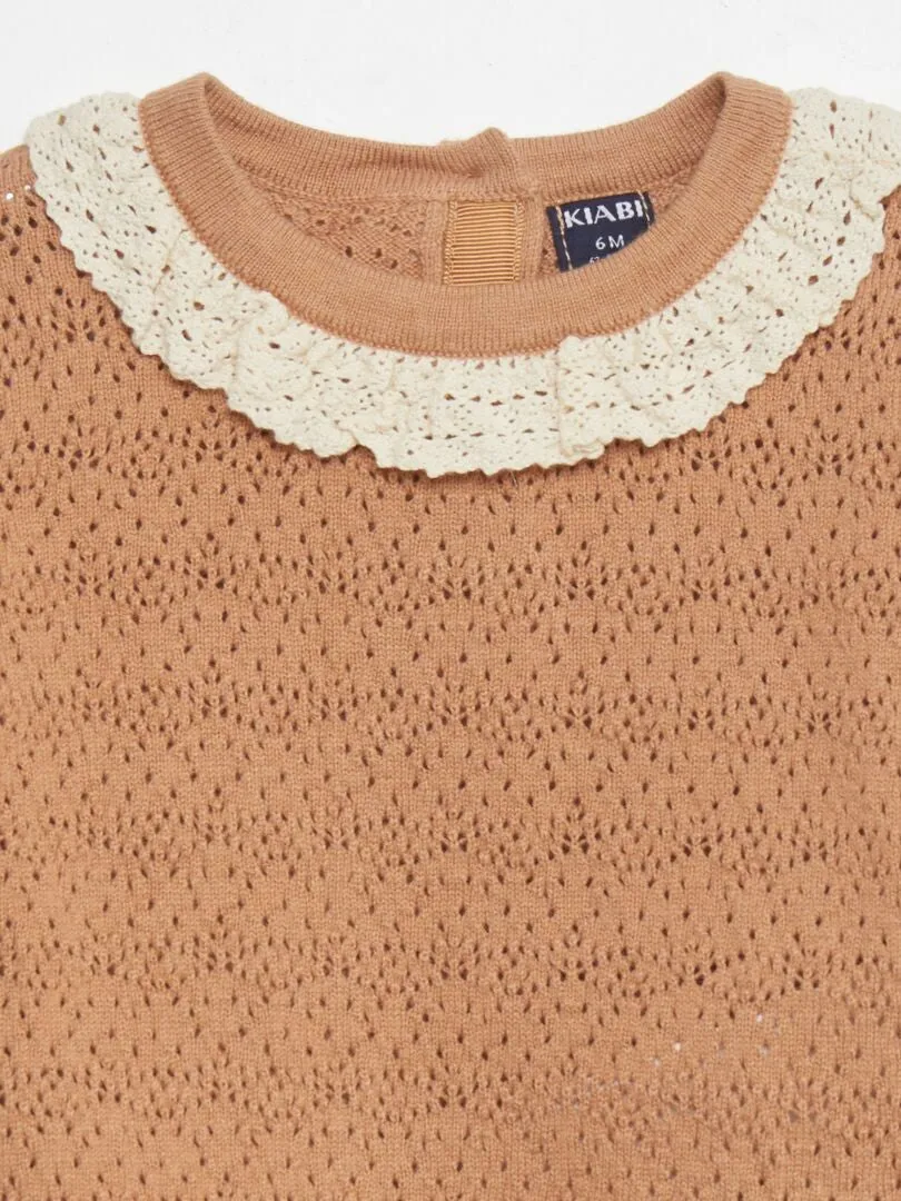 JERSEY DE CUELLO DE MACRAMé  MARRON