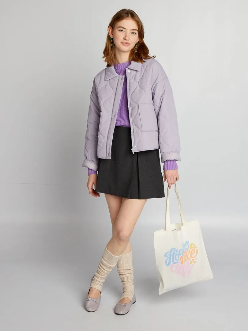 JERSEY DE CUELLO REDONDO EFECTO TRICOTADO  PURPURA