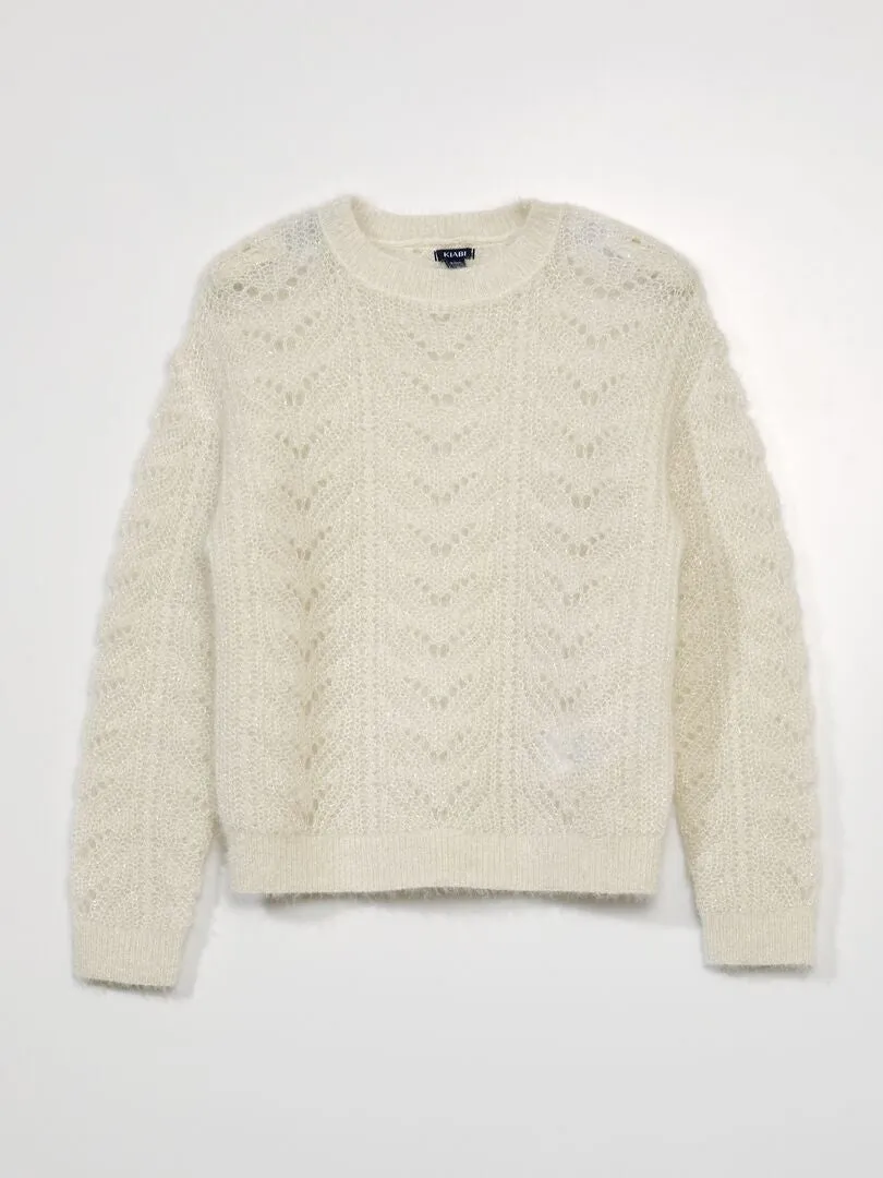 JERSEY DE PUNTO CALADO Y FANTASíA  BLANCO