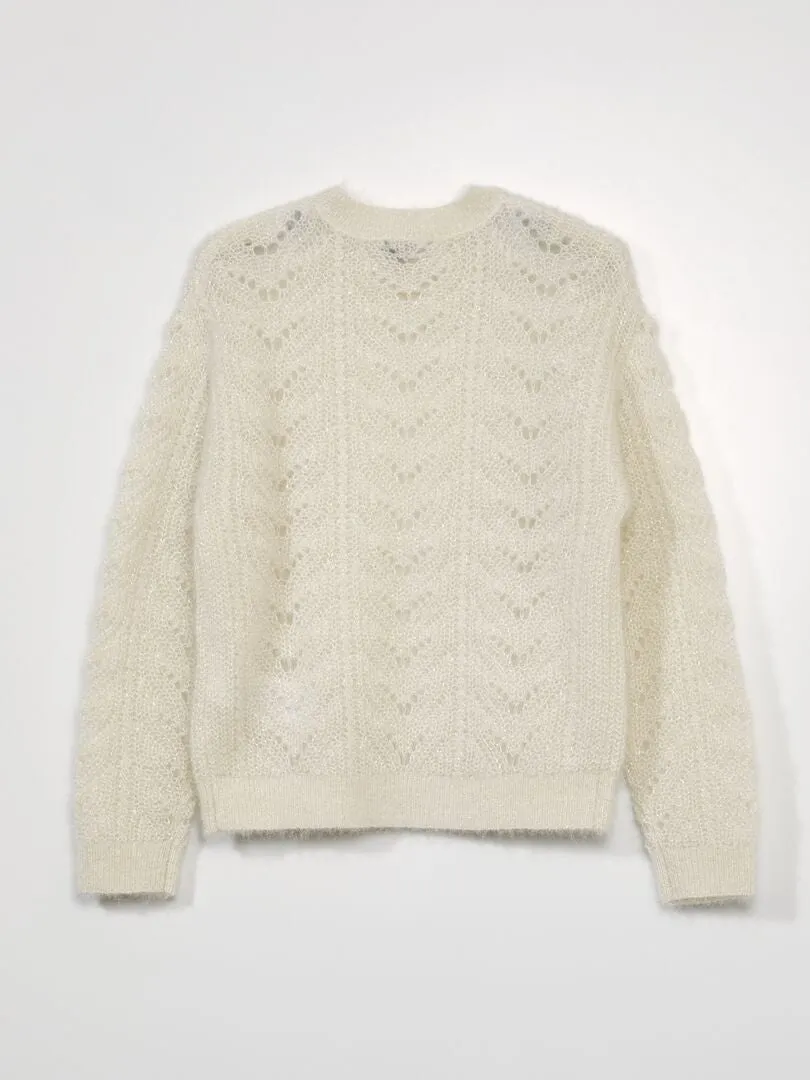 JERSEY DE PUNTO CALADO Y FANTASíA  BLANCO