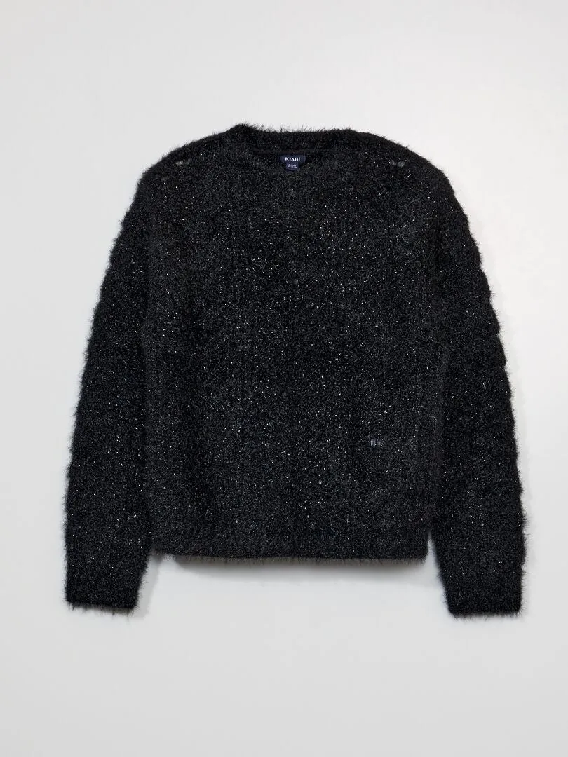 JERSEY DE PUNTO CALADO Y FANTASíA  NEGRO