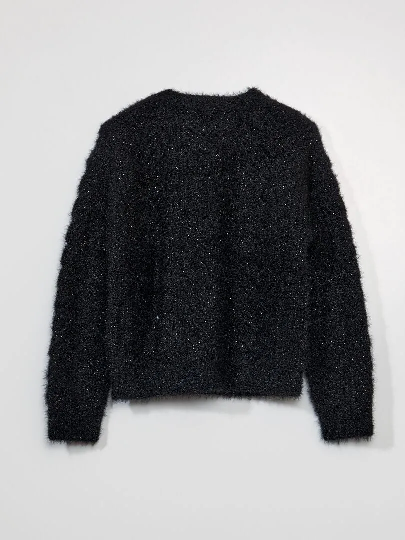 JERSEY DE PUNTO CALADO Y FANTASíA  NEGRO