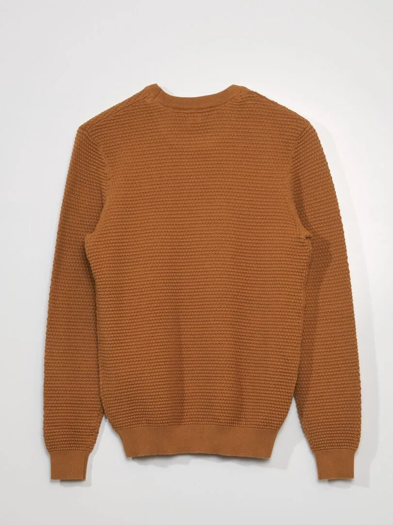 JERSEY DE PUNTO DE ARROZ TRICOTADO  MARRON