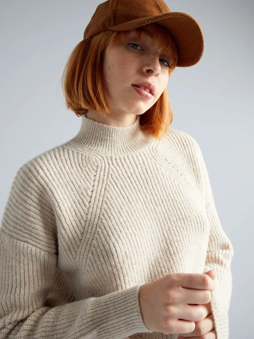 JERSEY DE PUNTO GRUESO CALADO  BEIGE