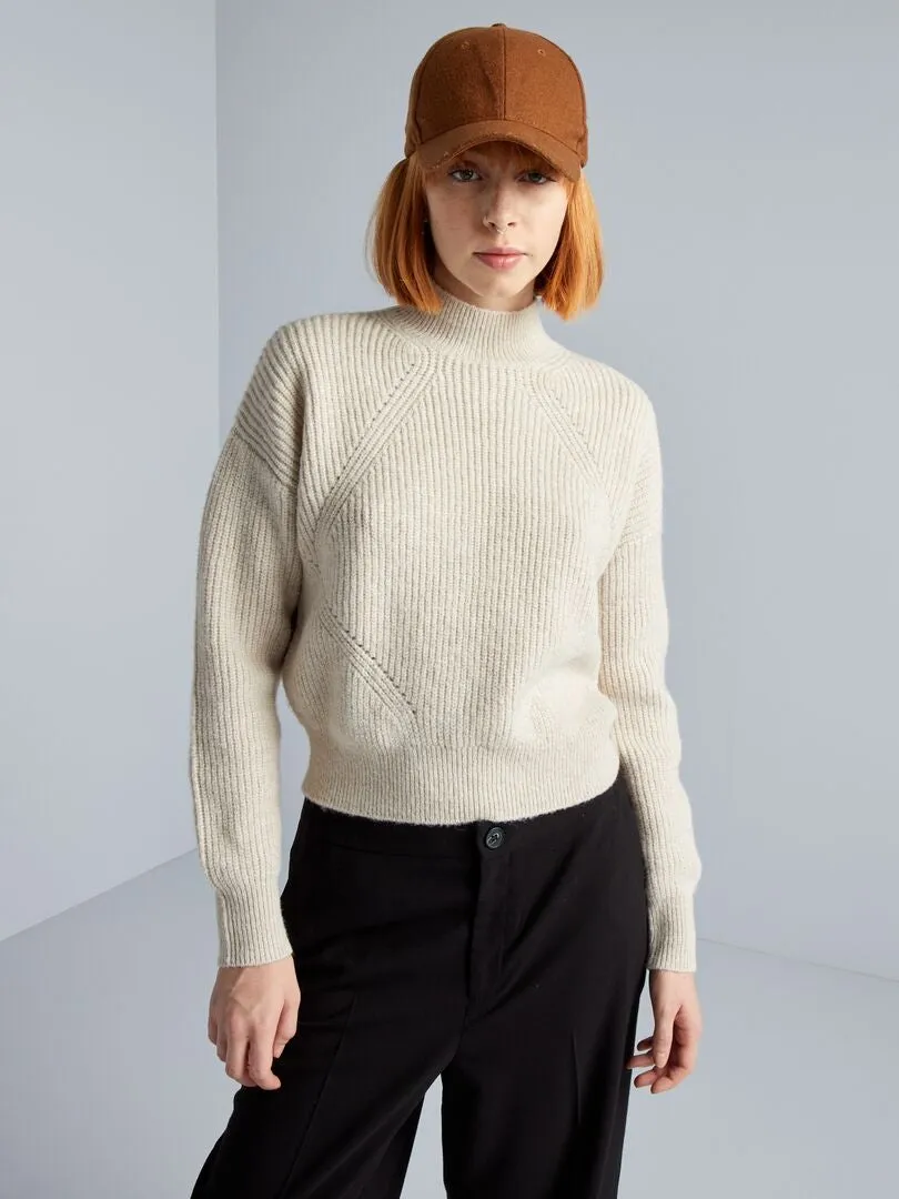 JERSEY DE PUNTO GRUESO CALADO  BEIGE