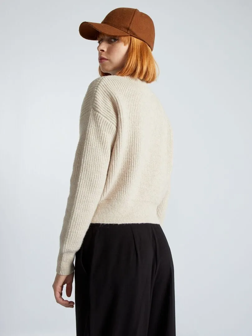JERSEY DE PUNTO GRUESO CALADO  BEIGE