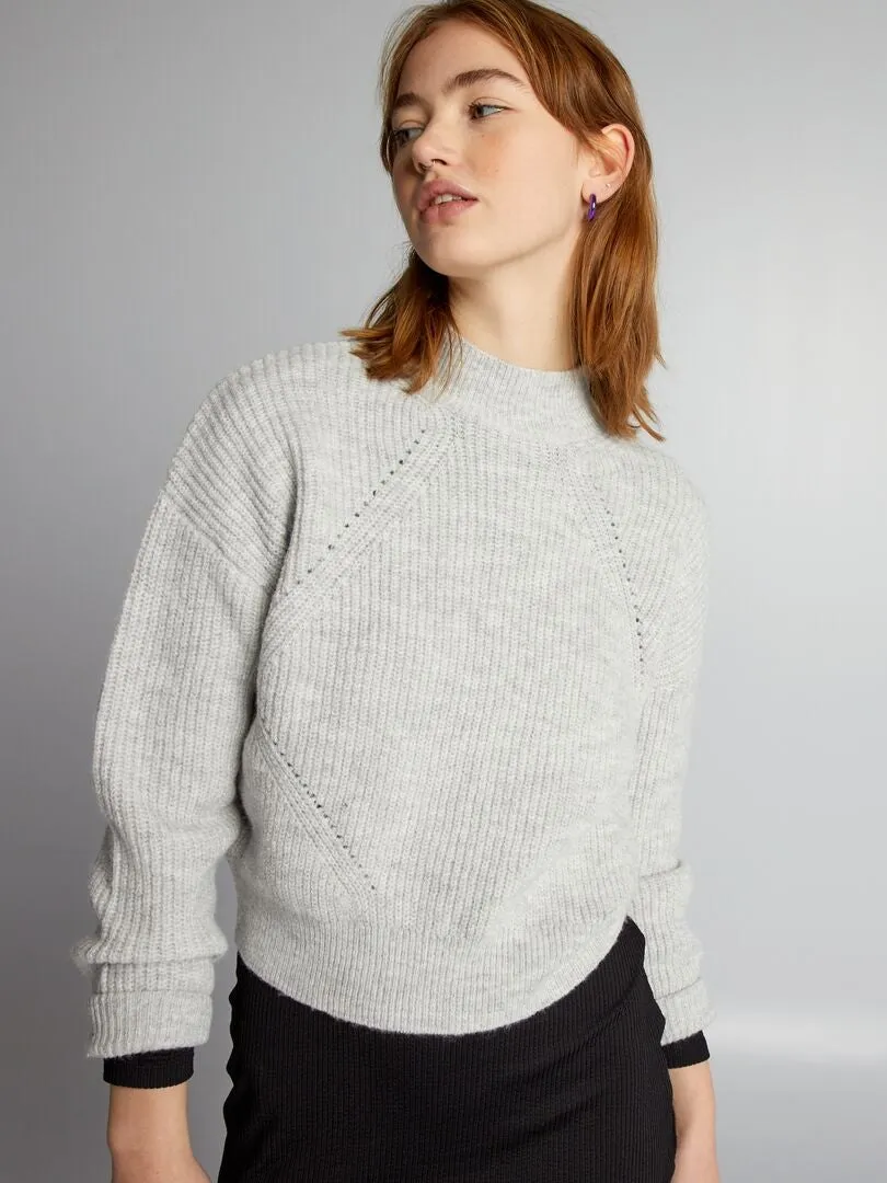 JERSEY DE PUNTO GRUESO CALADO  GRIS