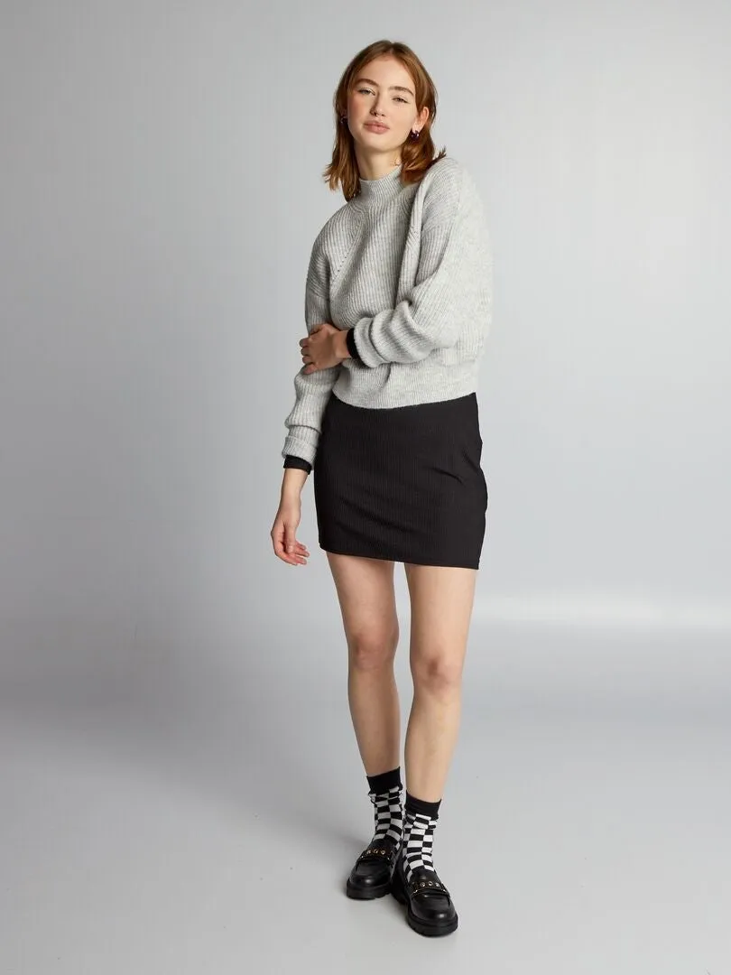 JERSEY DE PUNTO GRUESO CALADO  GRIS