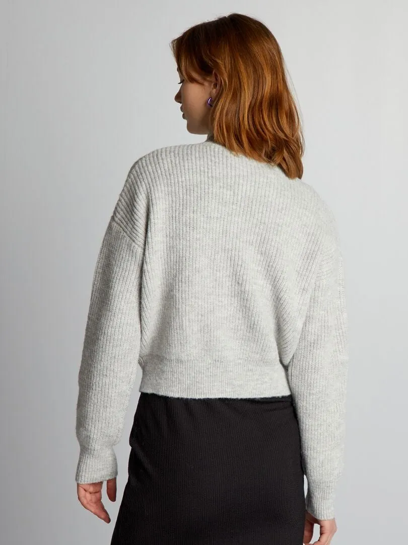 JERSEY DE PUNTO GRUESO CALADO  GRIS