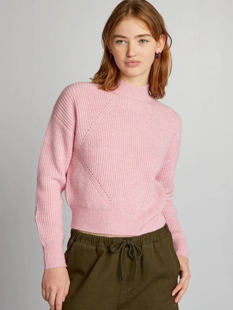 JERSEY DE PUNTO GRUESO CALADO  ROSA