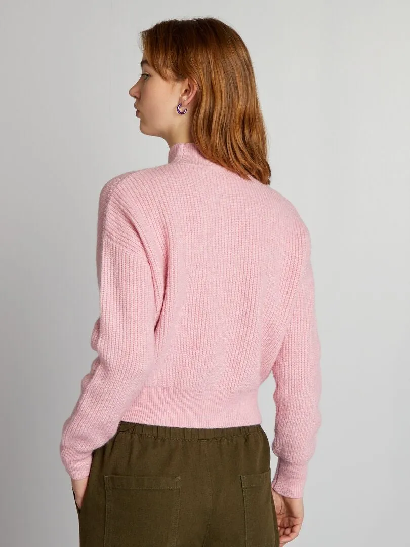 JERSEY DE PUNTO GRUESO CALADO  ROSA