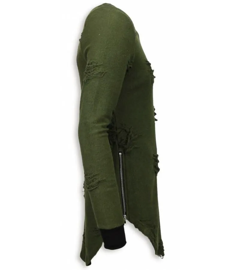 JERSEY  DESTROYED LOOK RIPPED LONGFIT JERSEY HOMBRE  VERDE