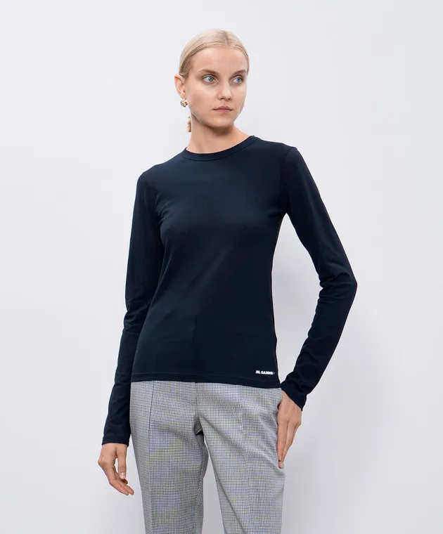 Jil Sander Blue longsleeve with logo print