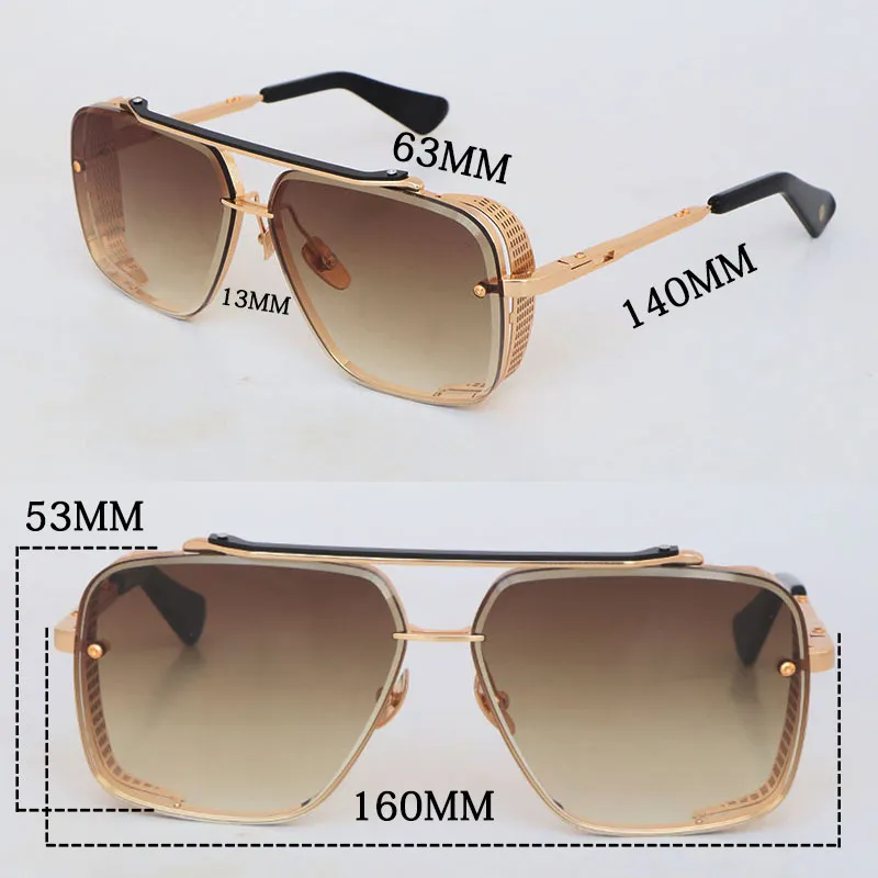 MACH SIX EDICIÓN LIMITADA Gafas de sol de metal para mujer Hombre Gafas de lujo cuadradas grandes vintage Hombres Mujeres Estilo