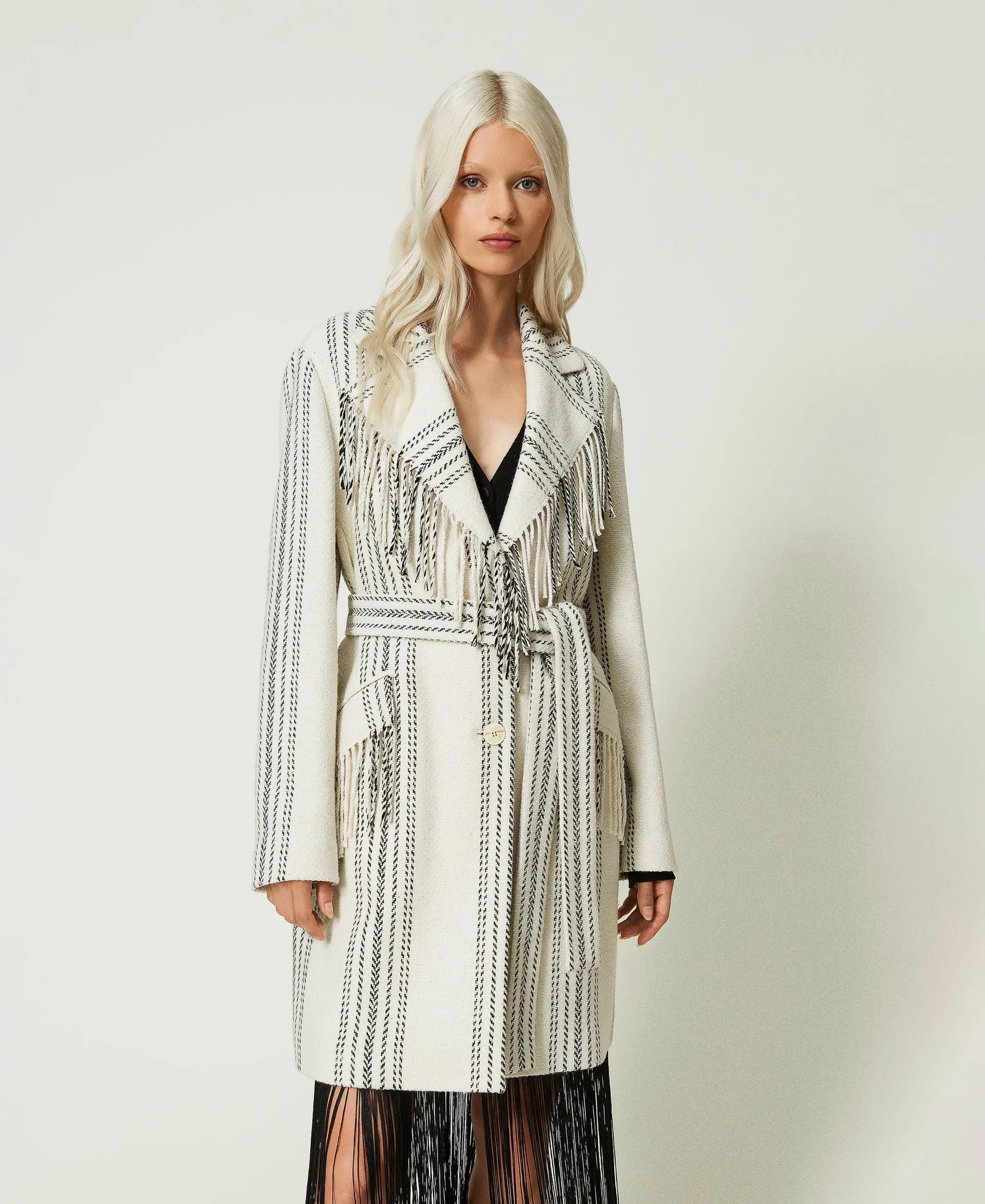Manteau en laine mélangée jacquard