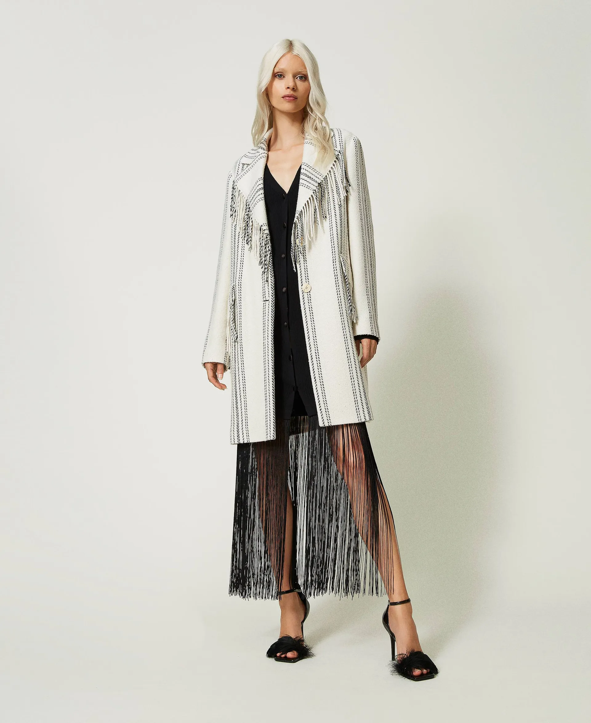 Manteau en laine mélangée jacquard