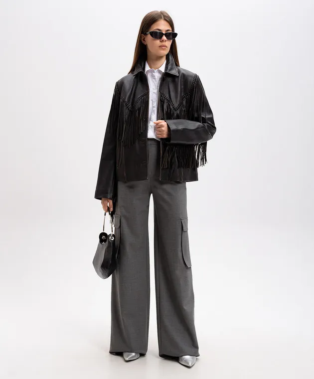 Max Mara Weekend ERACLE brown leather jacket with fringe
