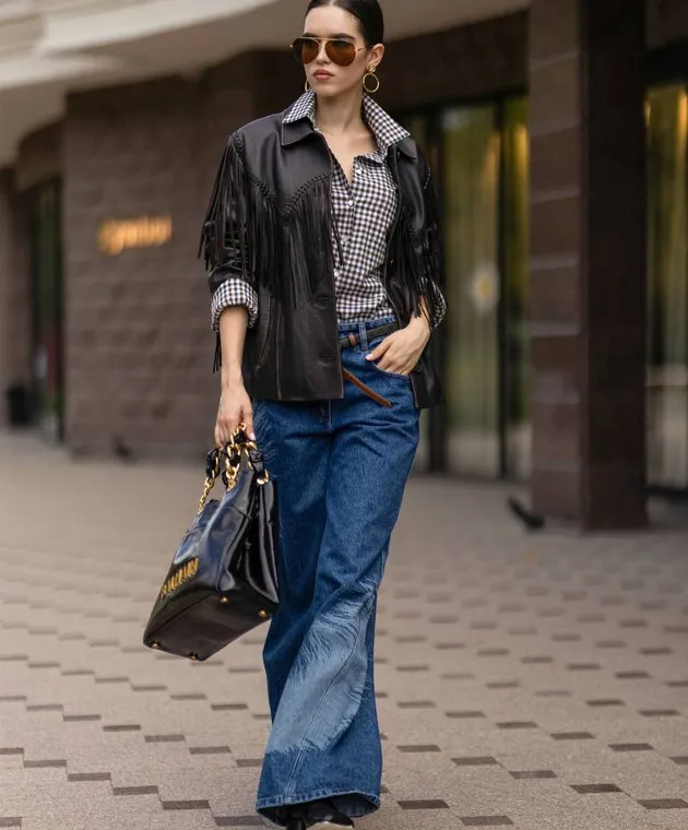 Max Mara Weekend ERACLE brown leather jacket with fringe